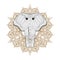 Hand drawn zentangle Ornamental Elephant on mehendi mandala for