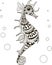 Hand drawn zentangle seahorse fish