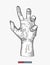 Hand drawn zombie hand. Template for your design works.