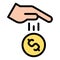 Hand Drop Coin icon, Bankruptcy related vector