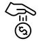 Hand Drop Coin icon, Bankruptcy related vector