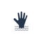Hand of a drowning person in the water flat icon. Vector isolated simple illustration
