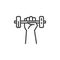 Hand with dumbbell line icon