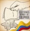 Hand with Electoral Card and Flag Promoting to Vote in Colombian Elections, Vector Illustration