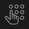 Hand enters password sketch vector icon. Hand touching keypad . Security concept