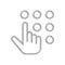 Hand enters password sketch vector icon. Hand touching keypad . Security concept