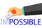 Hand - Erasing Text Impossible with Eraser - Illustration For How To Change Impossible To Possible Thing At white Background