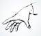 A hand is extended to take. Vector drawing