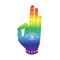 hand with eye mudra buddhism hinduism symbol icon silhouette iridescent rainbow red orange yellow green blue purple hipster vector