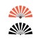 Hand fan chinese fold clipart icon. Japan held fan vector handfan