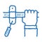 Hand Fastens Pipe doodle icon hand drawn illustration