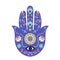 Hand of Fatima sign. Hamsa hand simbol, amulet, talisman in  design