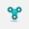 Hand fidget spinner. Turquoise color. Anti stress toy