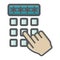 Hand finger entering pin code colorful icon