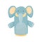 Hand or finger puppets play doll elephant. Cartoon color toy for children theater, kids games. Vector cute and funny