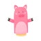 Hand or finger puppets play doll pig. Cartoon color toy for children theater, kids games. Vector cute and funny animal