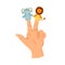 Hand or finger puppets play doll. On two fingers elephant and lion. Toy for children theater, kids games. Vector cute