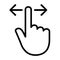 Hand with finger swiping or swipe right and left gesture line icon - vector
