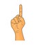 Hand finger up gesture vector - realistic cartoon illustration. Image of human hand gesture pointing up. Picture on white