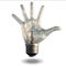 Hand fingers light bulb