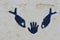 Hand and fish symbol on the wall in the sahara
