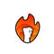 Hand fist flame fire spirit fighter vector logo icon badge