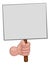 Hand Fist Holding a Blank Sign or Placard Cartoon