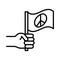 Hand with flag peace, human rights day, line icon design