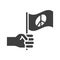 Hand with flag peace, human rights day, silhouette icon design