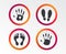 Hand and foot print icons. Imprint shoes symbol.