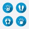 Hand and foot print icons. Imprint shoes symbol