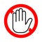 Hand forbidden sign. Stop hand sign isolated