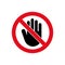 Hand forbidden stop icon. Vector warning symbol stop entry sign concept