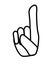 Hand with forefinger up - vector linear illustration for sign or pictogram. A hand with an extended index finger is a gesture call