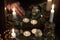 Hand of fortuneteller with a magic symbol during spiritual session