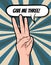 Hand gesture comic book pop art isolated