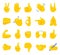 Hand gesture emojis icons collection. Handshake, biceps, applause, thumb, peace, rock on, ok, folder hands gesturing. Set of diffe