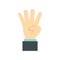 Hand gesture four fingers icon, flat style