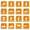 Hand gesture icons set orange