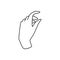 Hand gesture linear vector illustration. Thin female palm as a symbol of blessing, mercy, farewell, prayer and gratitude