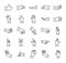 Hand gesture outline vector illustration icon collection set.