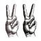 Hand gesture peace sign, symbol. Sketch vector illustration