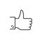 Hand gesture thumbs up line icon, outline vector sign, linear style pictogram isolated on white.