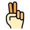 Hand gesture two minutes icon color outline vector