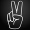 Hand gesture victory symbol on a dark background