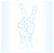 Hand gesture victory symbol on a light background