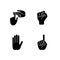 Hand gestures black glyph icons set on white space