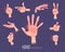 Hand gestures in different positions set isolated