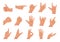 Hand gestures. Flat collections of arms showing different gestures, counting pointing and greeting. Vector cartoon