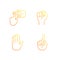 Hand gestures gradient linear vector icons set
